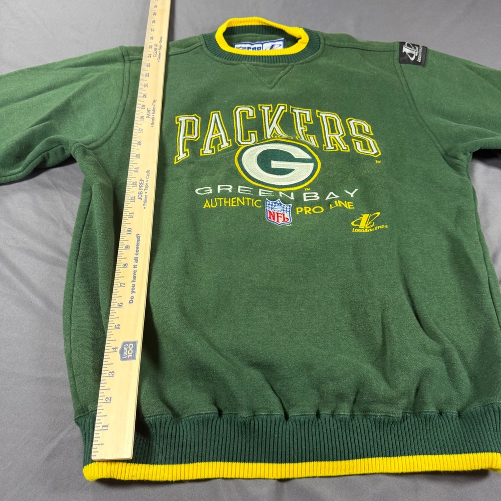Vintage Logo Athletic Green Bay Packers NFL ProLine Sweatshirt Mens Medium Green - Picture 3 of 9